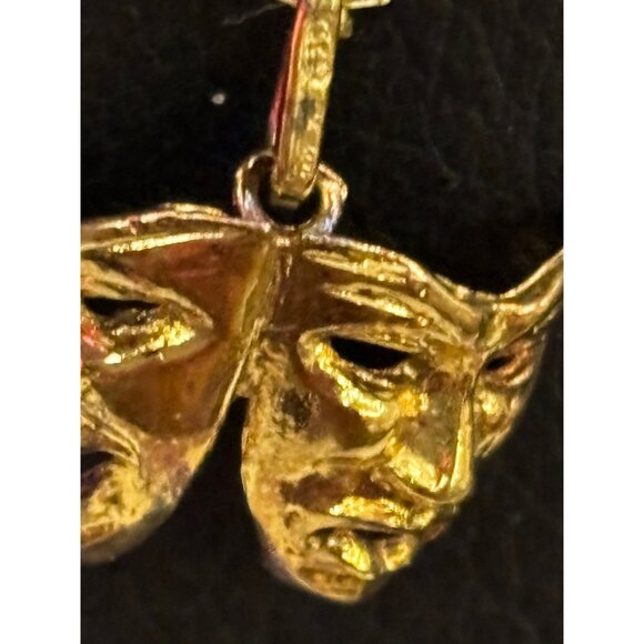 Vintage Comedy Tragedy Mask Theater Pendant Necklace 925 Sterling Silver Italy - Picture 2 of 12